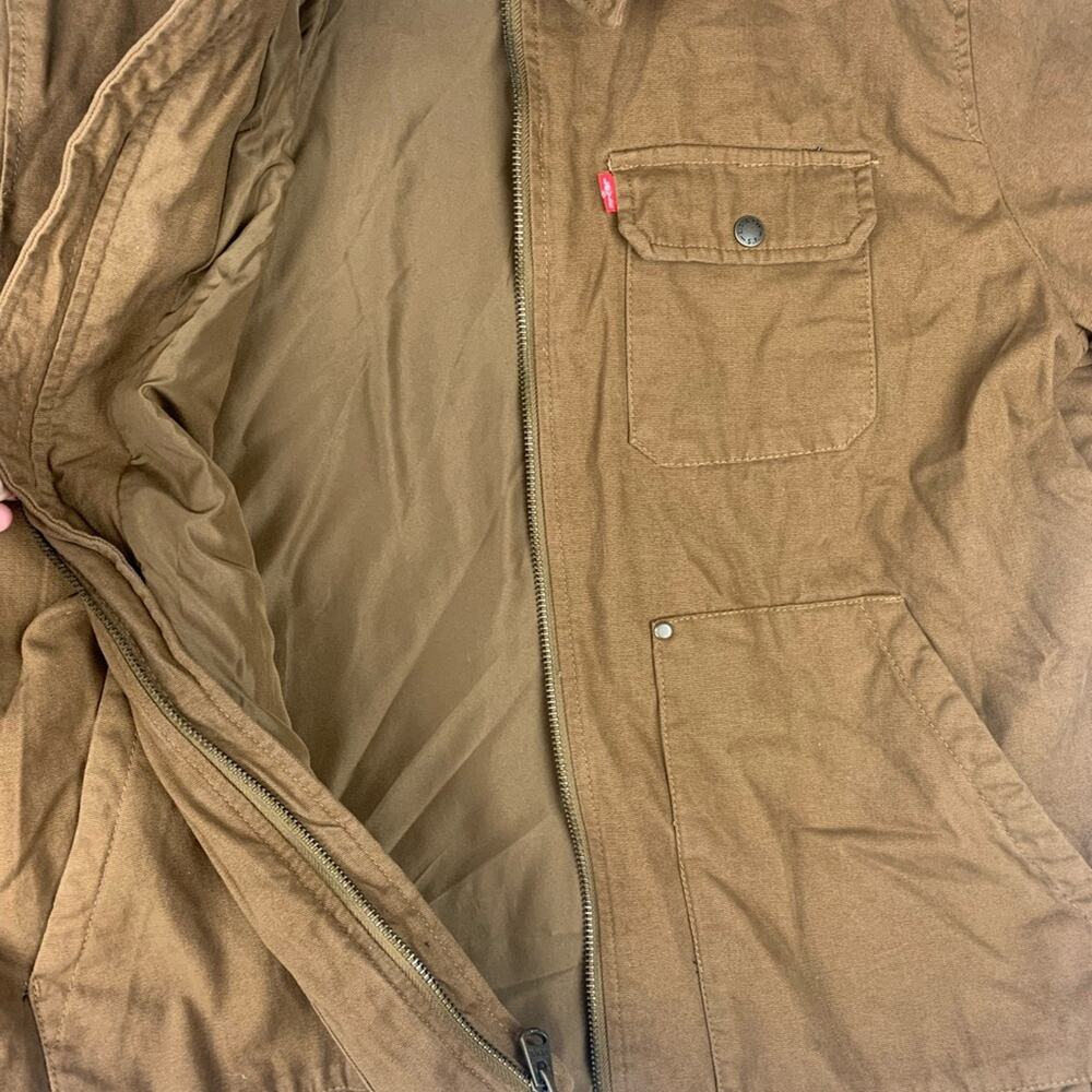 Levi's Men's xl extra large Tan Military Jacket zip up lightweight khaki denim - Picture 7 of 11